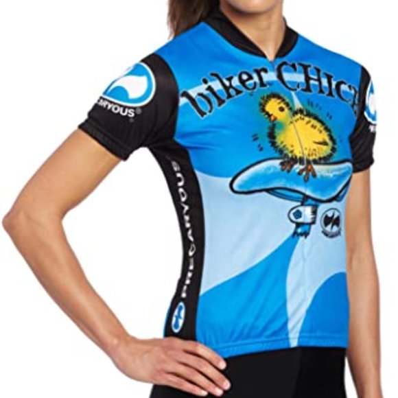 World Jerseys Women's Blue Biker Chick Cycling Jersey Size Medium - Picture 2 of 11